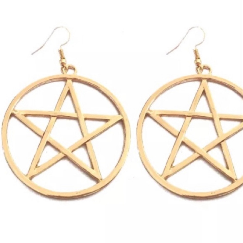 Gold pentagram earrings